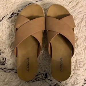 Brown platform sandals